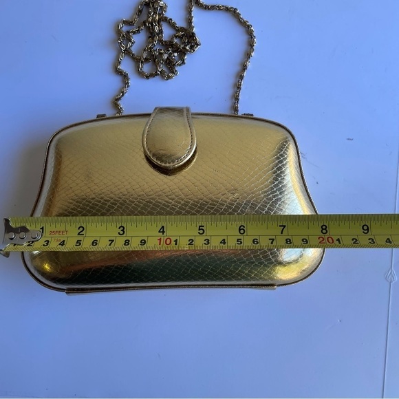 Andre Cellini Vintage Mini metallic hardcover evening handbag gold shoulder bag - Picture 10 of 15
